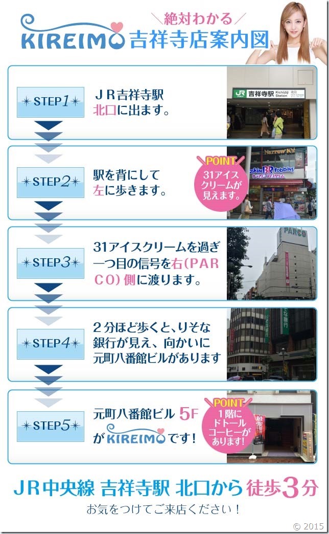 キレイモ吉祥寺店までの道順 キレイモ吉祥寺店までの道順