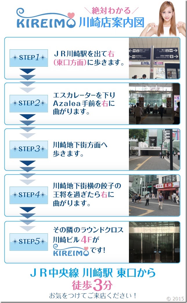 キレイモ川崎店までの道順(JR川崎駅から徒歩3分) キレイモ川崎店までの道順(JR川崎駅から徒歩3分)