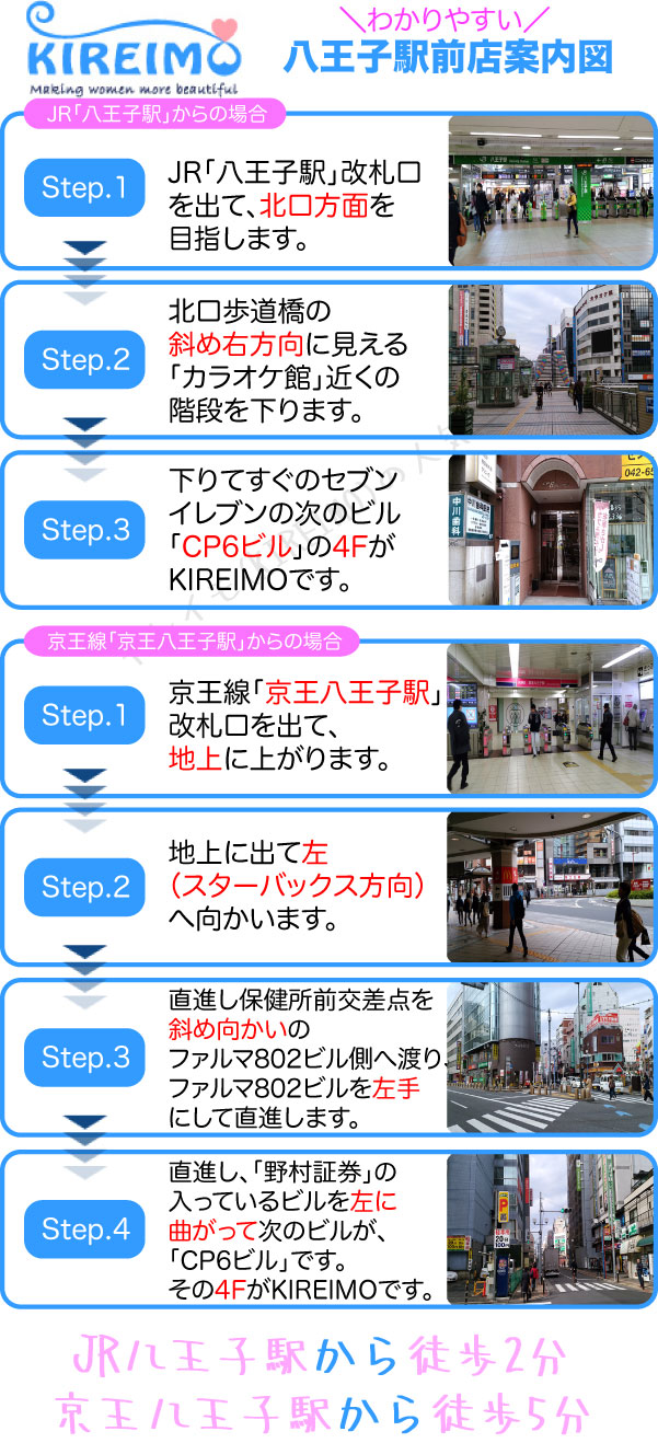 キレイモ八王子駅前店までの行き方