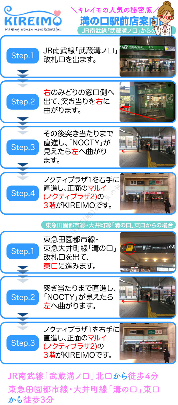 キレイモ溝口駅前店までの行き方